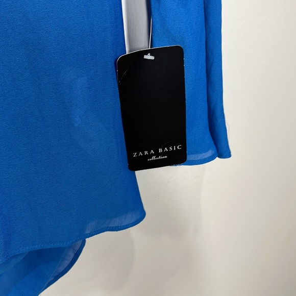 Zara Semi Sheer Open Back Blue Top - Picture 5 of 5